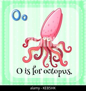 Flashcard letter O is for octopus Stock Vector