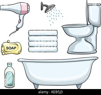 Different types of bathroom objects Stock Vector