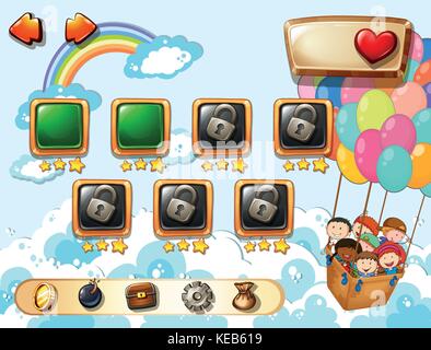 Setting of a game with icons and symbols Stock Vector