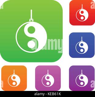 Yin Yang symbol set color collection Stock Vector