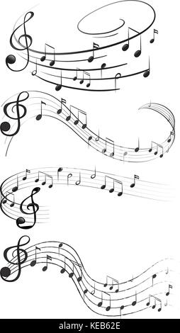 Four set of music notes Stock Vector
