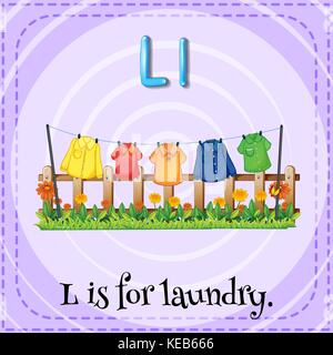 Flash card letter L is for laundry Stock Vector