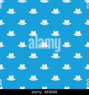 Hat pattern seamless blue Stock Vector
