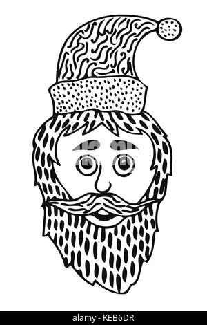 Santa Claus head. It can be used for printing on t-shirts or coloring books. Stock Vector