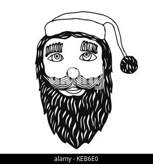 Santa Claus head. It can be used for printing on t-shirts or coloring books. Stock Vector