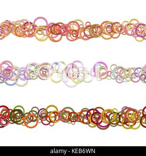 Circle pattern webage separator line design set from colored rings - repeatable vector graphic design elements Stock Vector