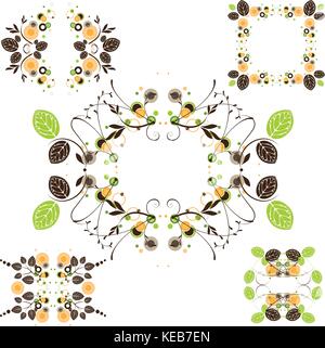 Vintage floral frame - set Stock Vector