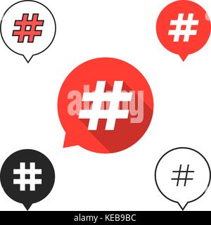 set of speech bubbles with hashtag icon Stock Vector
