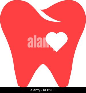 red tooth icon with heart Stock Vector