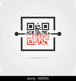 qr scan icon with shadow Stock Vector