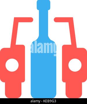 car and bottle like drunk driver sign Stock Vector
