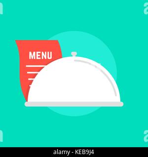 white dish icon with menu Stock Vector