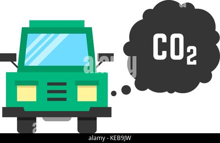 big green truck emits carbon dioxide Stock Vector