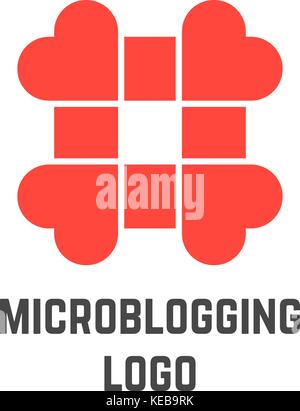 microblogging logo with hashtag from hearts Stock Vector