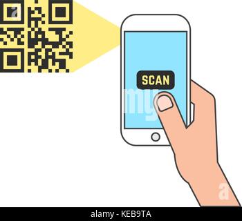 outline smart phone scanning qr code Stock Vector
