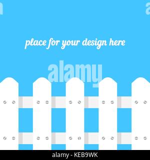 white fence on blue background Stock Vector