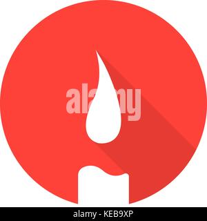 red candle icon with long shadow Stock Vector