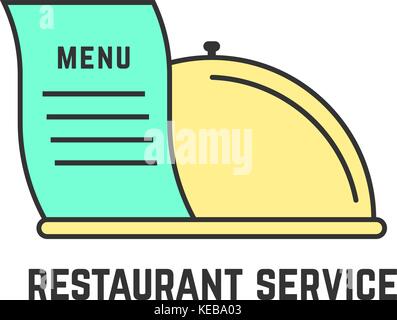 restaurant service with outline dish Stock Vector