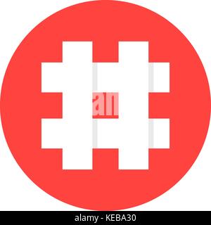 white hashtag in red circle Stock Vector
