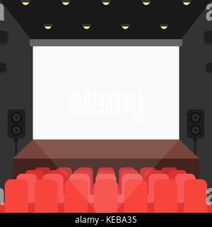cinema theater with seats and blank screen Stock Vector