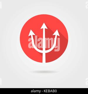 red trident icon with long shadow Stock Vector