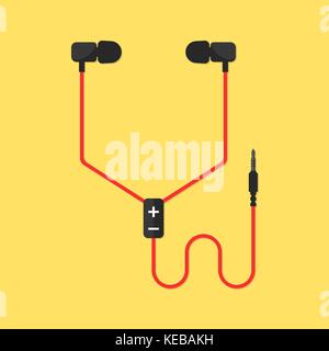 earphones isolated on yellow background Stock Vector