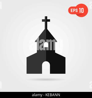 black simple church with shadow Stock Vector
