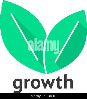 growth logo with green leafs Stock Vector