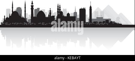 Cairo Egypt city skyline silhouette Vector illustration Stock Vector ...