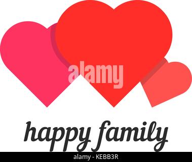 happy family with three hearts Stock Vector