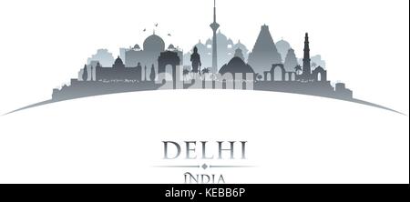 Delhi India city skyline silhouette. Vector illustration Stock Vector