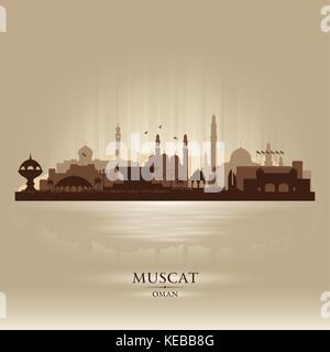 Muscat Oman city skyline vector silhouette illustration Stock Vector