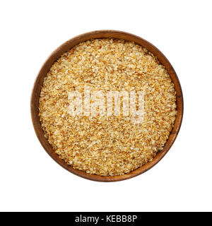 Wheat germ in bowl isolated on white background Stock Photo