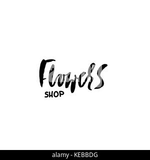Flower shop logo. Calligraphy template design element for small business, florists market. Vector illustration. Stock Vector