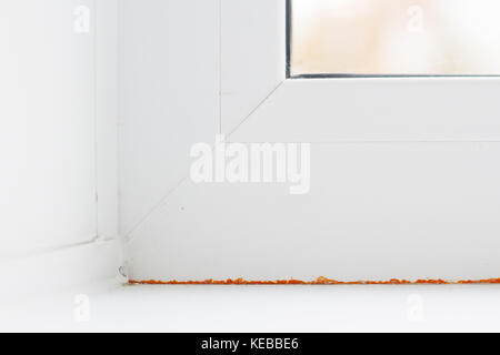Modern metal-plastic window and door in new apartment Stock Photo