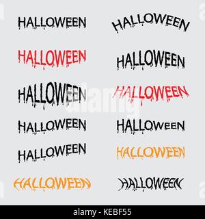 Set of Halloween calligraphy abstract icon.Halloween vector lettering.Happy Halloween Text Banner.Vector illustration Stock Vector
