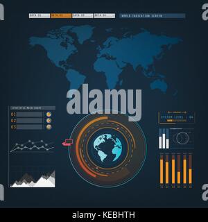 future sight action mode earth interface UI  design graphic illustration Stock Vector
