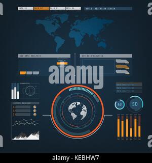 future sight action mode earth interface UI  design graphic illustration Stock Vector