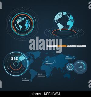 future sight action mode earth interface UI  design graphic illustration Stock Vector