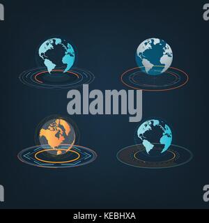 future sight action mode earth interface UI  design graphic illustration Stock Vector