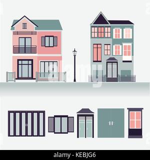 Home fence icons set vector color Stock Vector Image & Art - Alamy