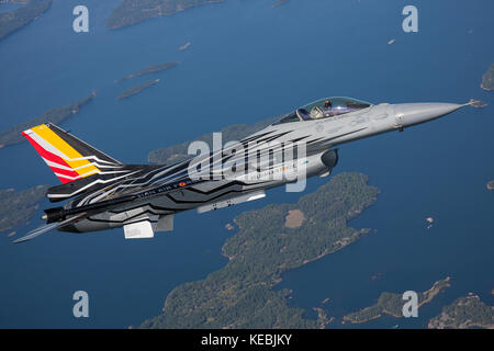 Belgian air force F16 display team Stock Photo