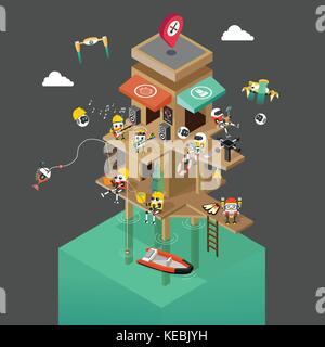 Robot character cartoon design illustration vector isometric concept Stock Vector