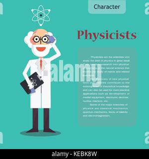 Scientist cartoon character illustration design flat vector Stock Vector