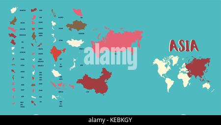 World Map Asia  highly detailed vector illustration Stock Vector