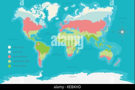 World Map climate  highly detailed vector illustration Stock Vector