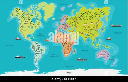 World Map color highly detailed vector illustration Stock Vector