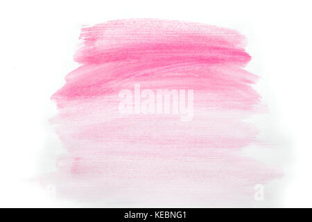 Color pink splash watercolor hand painted on white background, artistic decoration or background Stock Photo