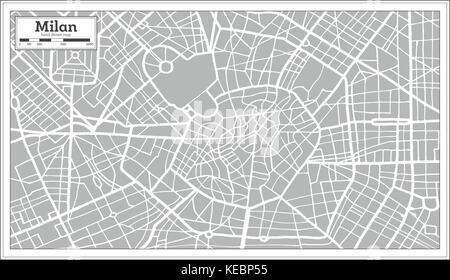 Milan Map in Retro Style. Hand Drawn. Vector Illustration. Stock Vector