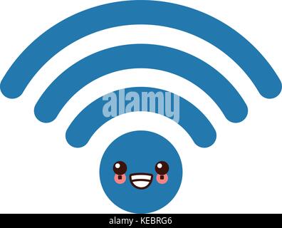 Wifi internet symbol kawaii cute cartoon Stock Vector